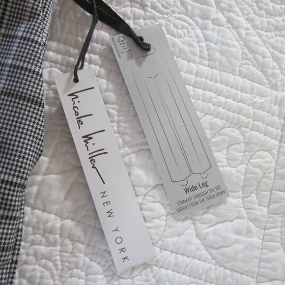 Nicole Miller New York Pants 4 Black/White Plaid Wide Leg - Picture 3 of 7